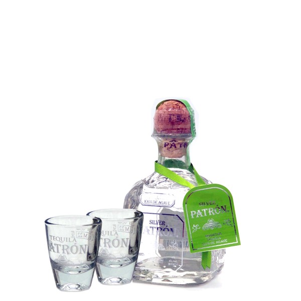 Patrón Tequila Silver 40% (1 x 0.2 l) + 2 Shotgläser