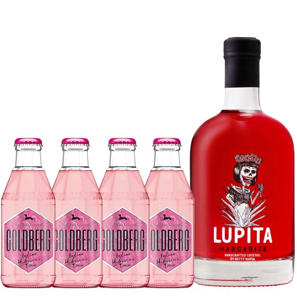 Lupita Red Hibiscus Tequilar Likör 20% (1 x 0.5 l) + 4 Tonic Water