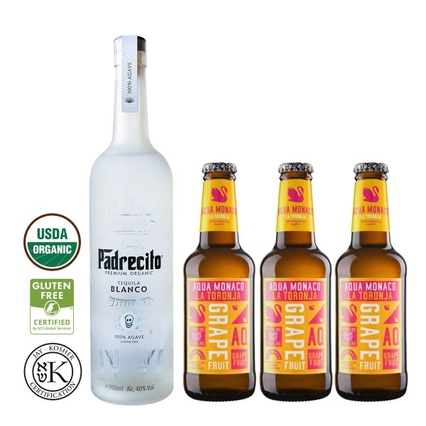 Padrecito Premium Organic | Blanco Tequila 40% (1 x 0.7 l) + 3 Tonic Water + Licht